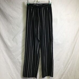 Breeze Ever Women’s Black White Pinstripe Pull On Tie Detail Pants Sz S